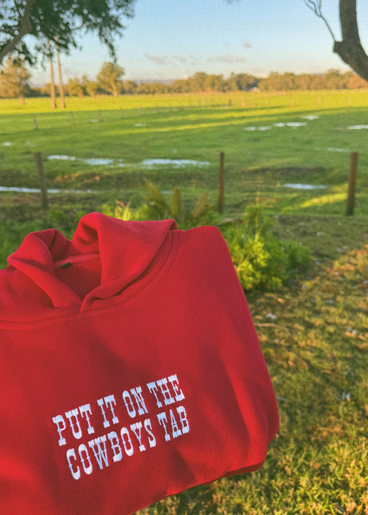 LIMITED EDITION RED Put It on the Cowboy’s Tab™ Hoodie